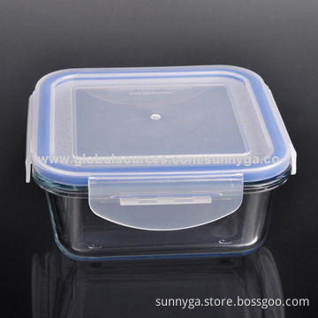 Microwave Safe Square Borosilicate Glass Food Container with 0.5L Capacity